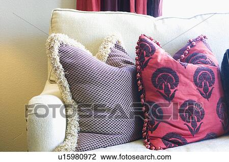 White Sofa with Red Decorative Pillows View Large Photo Image Stock Image - White Sofa with Red Decorative Pillows. Fotosearch