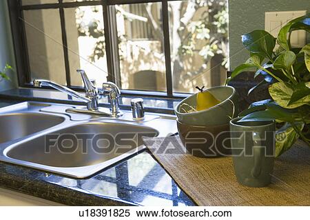 Stock Photography - Chrome Kitchen Sink. Fotosearch