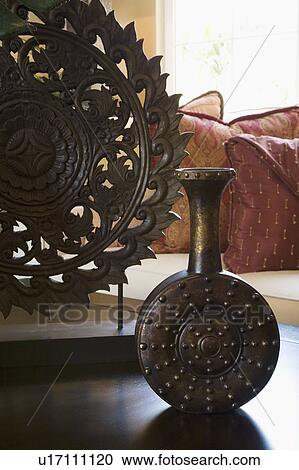 Stock Image - Metal decorative vase. Fotosearch
