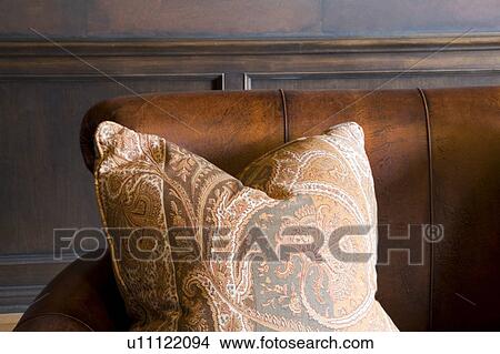 Picture - Orange Paisley Pillow. Fotosearch