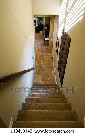 Stock Image - Carpeted Staircase. Fotosearch