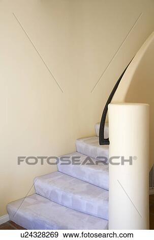 Contemporary Staircase and Wrought Iron Bannister View Large Photo Image Stock Photo - Contemporary Staircase and Wrought Iron Bannister. Fotosearch