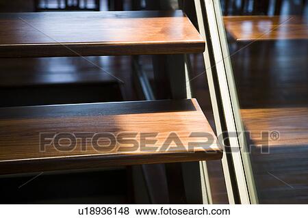 Stock Photo - Detail of modern wood steps. Fotosearch