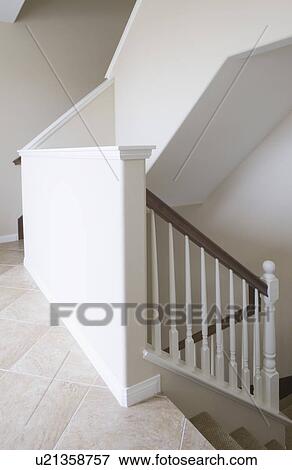 Empty white staircase View Large Photo Image Stock Photo - Empty white staircase. Fotosearch