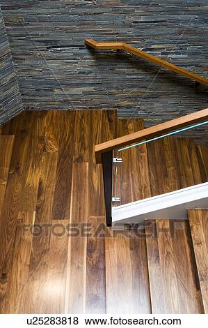 Modern Hardwood Staircase View Large Photo Image Stock Photo - Modern Hardwood Staircase. Fotosearch