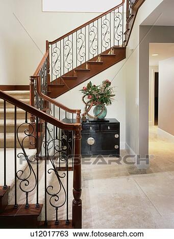 Staircase in contemporary home View Large Photo Image Stock Image - Staircase in contemporary home. Fotosearch