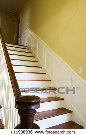 Traditional Hardwood Staircase View Large Photo Image Stock Photograph - Traditional Hardwood Staircase. Fotosearch