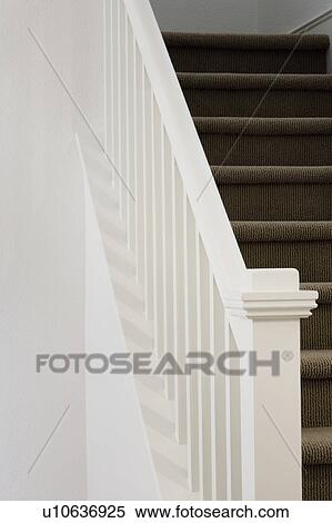 Stock Photography - Traditional Stairway with White Bannister. Fotosearch