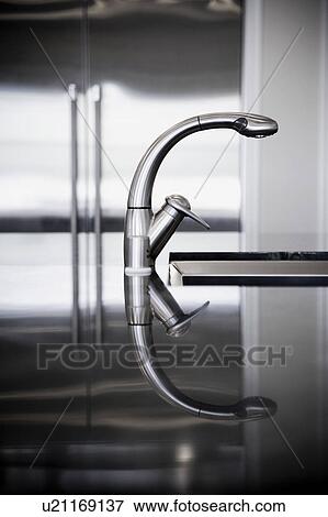 Detail of stainless steel faucet with reflection. View Large Photo Image Stock Photo - Detail of stainless steel faucet with reflection.. Fotosearch