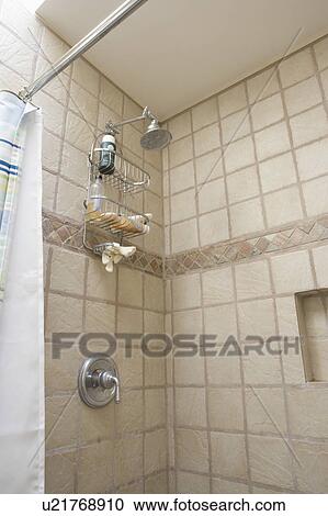 Detail of tile shower, low angle View Large Photo Image Stock Image - Detail of tile shower, low angle. Fotosearch