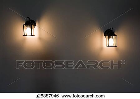 Lantern lights on wall View Large Photo Image Stock Photograph - Lantern lights on wall. Fotosearch