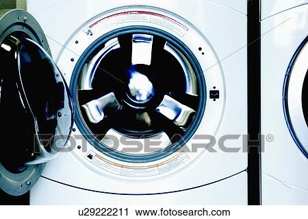 Open door to empty washing machine View Large Photo Image Stock Image - Open door to empty washing machine. Fotosearch
