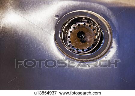 Stainless Steel Sink Drain View Large Photo Image Stock Photo - Stainless Steel Sink Drain. Fotosearch