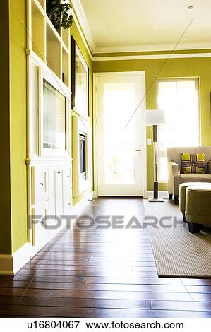 Contemporary Living Room with Green Walls View Large Photo Image Stock Photo - Contemporary Living Room with Green Walls. Fotosearch