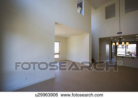 Contemporary Living Room with High Ceilings and Cutouts View Large Photo Image Stock Photograph - Contemporary Living Room with High Ceilings and Cutouts. Fotosearch