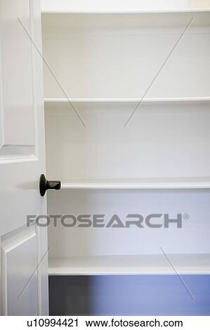Empty pantry shelves. View Large Photo Image Stock Image - Empty pantry shelves.. Fotosearch