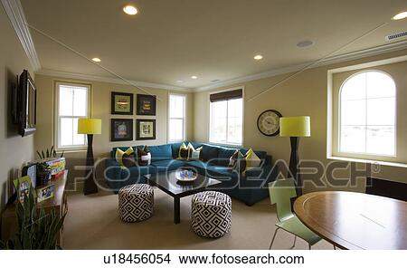 Contemporary living space with natural light View Large Photo Image Picture - Contemporary living space with natural light. Fotosearch