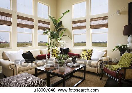 Interior of a contemporary living room View Large Photo Image Stock Photo - Interior of a contemporary living room. Fotosearch