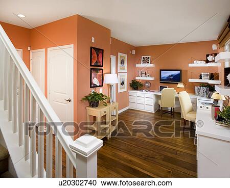 Stock Image - Interior of a home office. Fotosearch