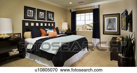Stock Image - Interior of bedroom. Fotosearch