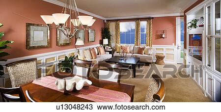 Interior of contemporary dining room and living room View Large Photo Image Stock Image - Interior of contemporary dining room and living room. Fotosearch
