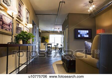 Side view of an urban chic apartment View Large Photo Image Stock Photograph - Side view of an urban chic apartment. Fotosearch