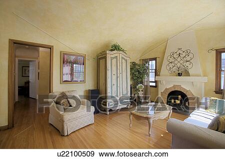 Stock Photo - Wide angle image of living room. Fotosearch