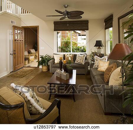 Contemporary Beach Style Living Room Stock Photo | u12853797 | Fotosearch
