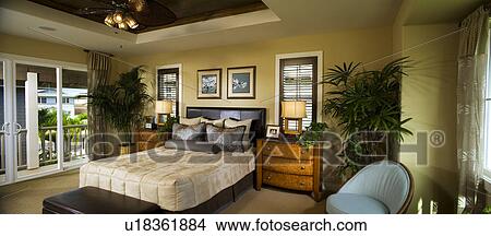 Contemporary Bedroom Panoramic View Large Photo Image Picture - Contemporary Bedroom Panoramic. Fotosearch