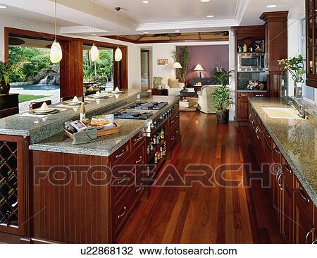 Contemporary Kitchen In Coastal Home View Large Photo Image Stock Image - Contemporary Kitchen In Coastal Home. Fotosearch