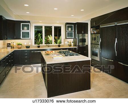 Stock Photograph - Contemporary Kitchen In Coastal Home. Fotosearch