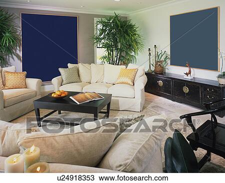 Contemporary Living Room in Coastal Home View Large Photo Image Stock Image - Contemporary Living Room in Coastal Home. Fotosearch
