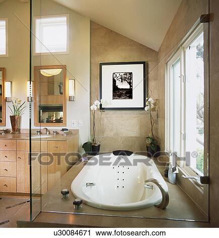 Stock Image - Contemporary Master Bathroom. Fotosearch