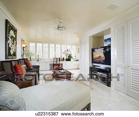 Stock Photo - Contemporary White Living Room. Fotosearch