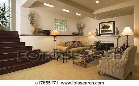 Interior of a traditional family room View Large Photo Image Stock Image - Interior of a traditional family room. Fotosearch