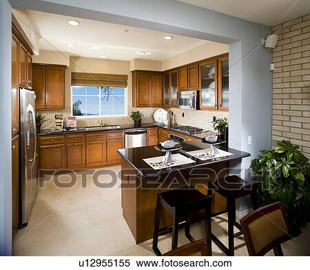 Interior of contemporary kitchen View Large Photo Image Stock Photography - Interior of contemporary kitchen. Fotosearch