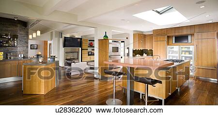 Modern Kitchen with Hardwood Floors View Large Photo Image Stock Image - Modern Kitchen with Hardwood Floors. Fotosearch