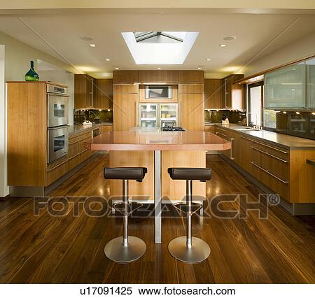 Modern Kitchen with Hardwood Floors View Large Photo Image Stock Photography - Modern Kitchen with Hardwood Floors. Fotosearch