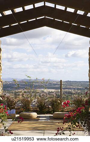 Covered Arbor Overlooking Landscaping and View View Large Photo Image Stock Image - Covered Arbor Overlooking Landscaping and View. Fotosearch