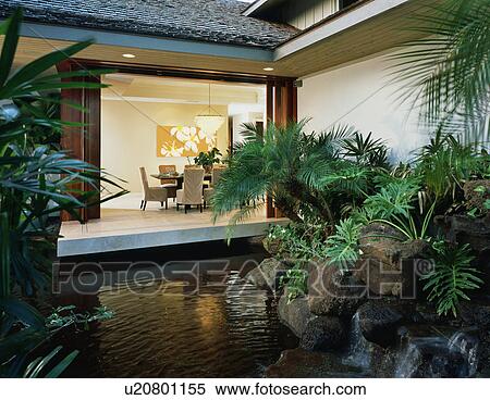 Stock Photography - Exterior Details and Lushious Pond. Fotosearch