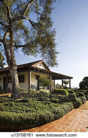 Exterior of Spanish Style Home and Landscape View Large Photo Image Stock Image - Exterior of Spanish Style Home and Landscape. Fotosearch