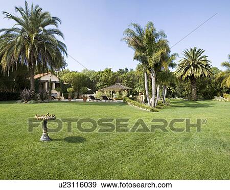 Stock Photo - Pool house and swimming pool. Fotosearch