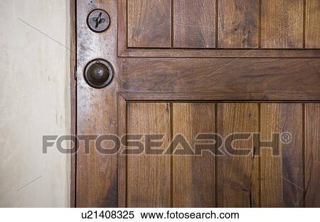 Detail of a loack wooden door View Large Photo Image Stock Photography - Detail of a loack wooden door. Fotosearch