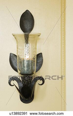 Glass Sconce with Candle View Large Photo Image Stock Image - Glass Sconce with Candle. Fotosearch
