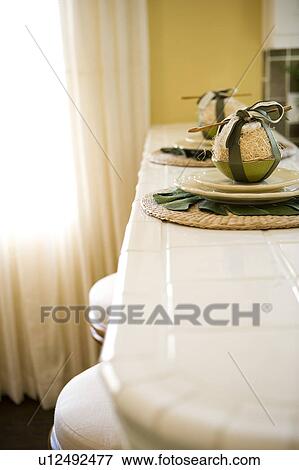Picture Of Place Settings On Kitchen Bar U12492477 Search Stock Place Settings On Kitchen Bar