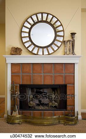 Spanish Style Fireplace And Mantle Stock Image U30474532