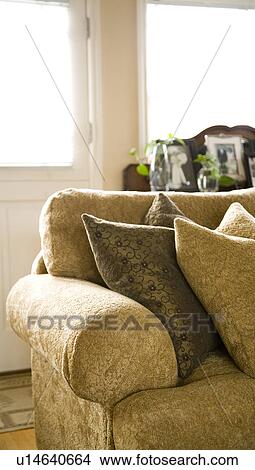 Picture - Traditional Couch and Pillows. Fotosearch