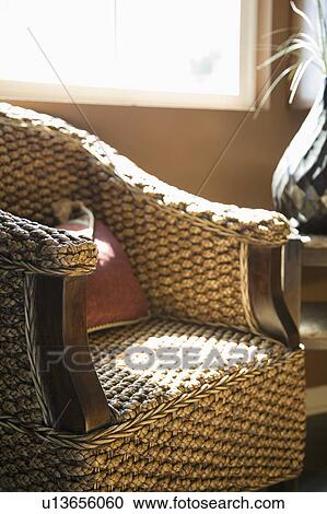 Wicker Armchair with Pillow View Large Photo Image Stock Image - Wicker Armchair with Pillow. Fotosearch