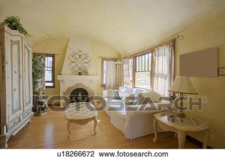 Stock Image - Wide angle image of living room. Fotosearch
