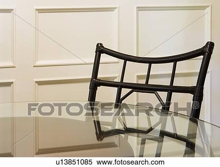 Wood Dining Chair and Glass Table View Large Photo Image Stock Photography - Wood Dining Chair and Glass Table. Fotosearch